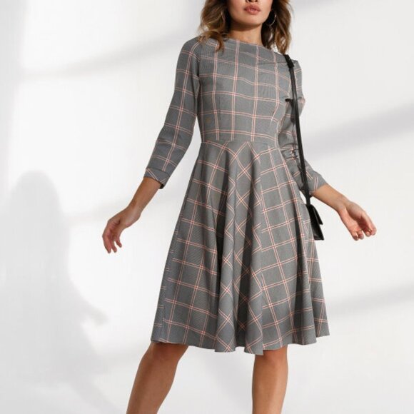 Mohito Flannel Gray Plaid Dress  Small NWT Dark Grunge Academia TWEE Cottage - Picture 1 of 6